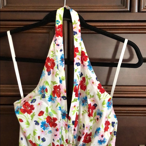 NWT Veronica Beard Floral Halter Tie-Front Top - Picture 3 of 9